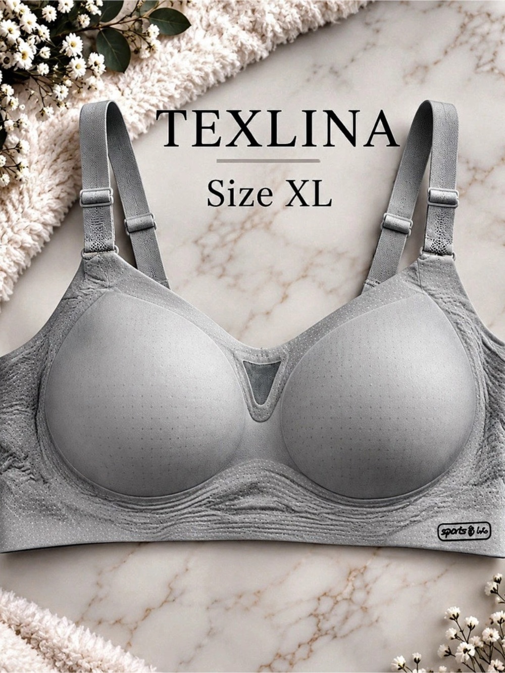 Texlina Non-Magnetic Underwire Bra Gray XL NWT